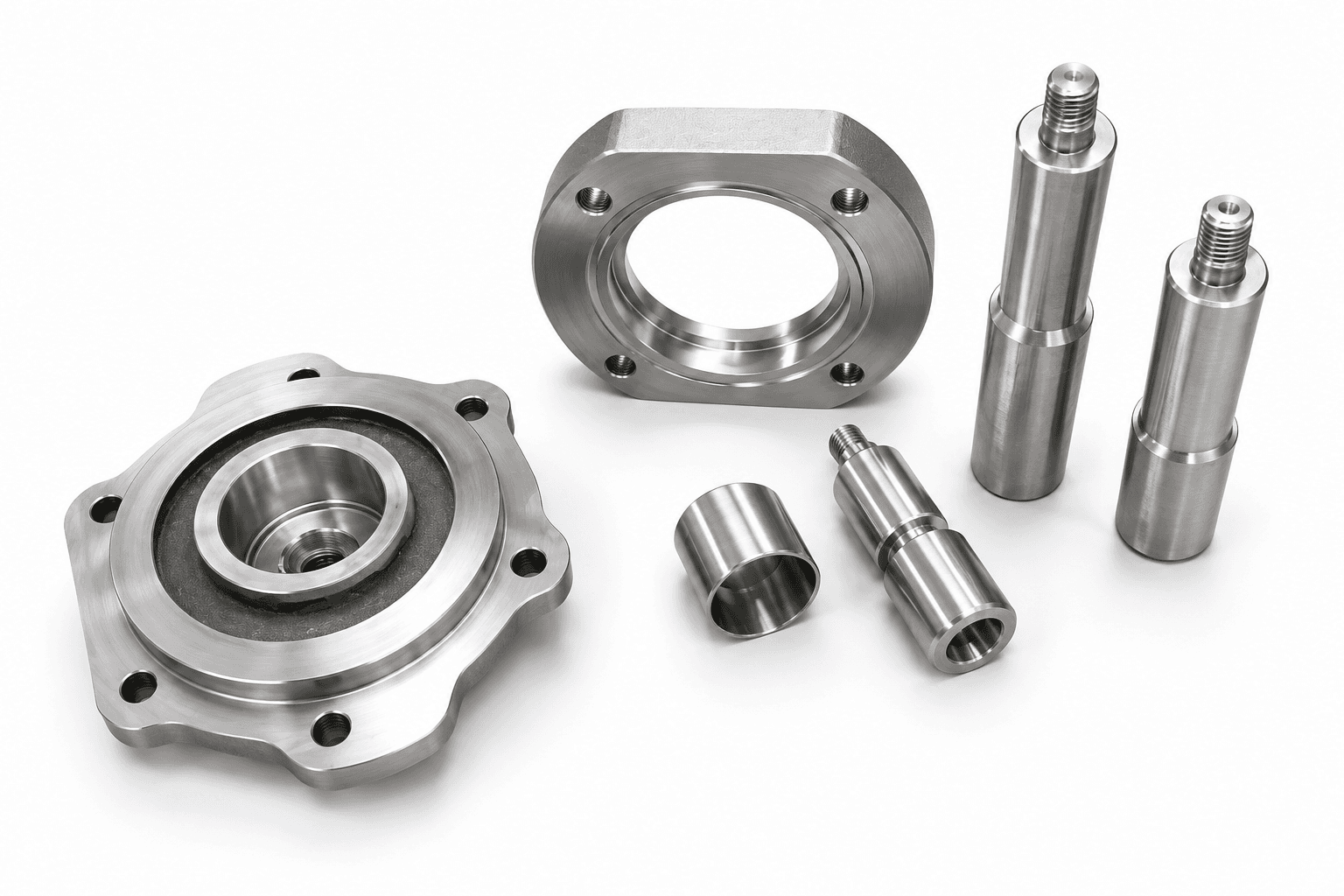 Precision machined flange and shaft components